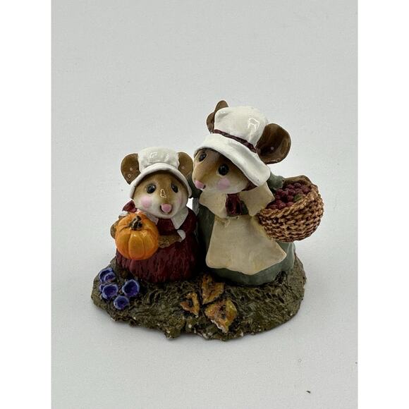 Wee Forest Folk 6 Piece Thanksgiving Figurine Set 1984-1994 Anette Petersen Sign - Picture 6 of 16